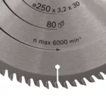 Диск с твърдосплавни пластини BOSCH OPTILINE WOOD 250/3.2/30 Z=80 - Image 3